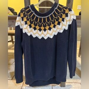Navy and Gold Chunky-knit Sweater XXL